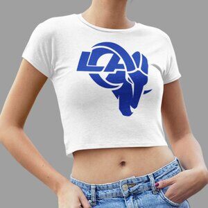 Trendy White Crop Top with Blue Graphic